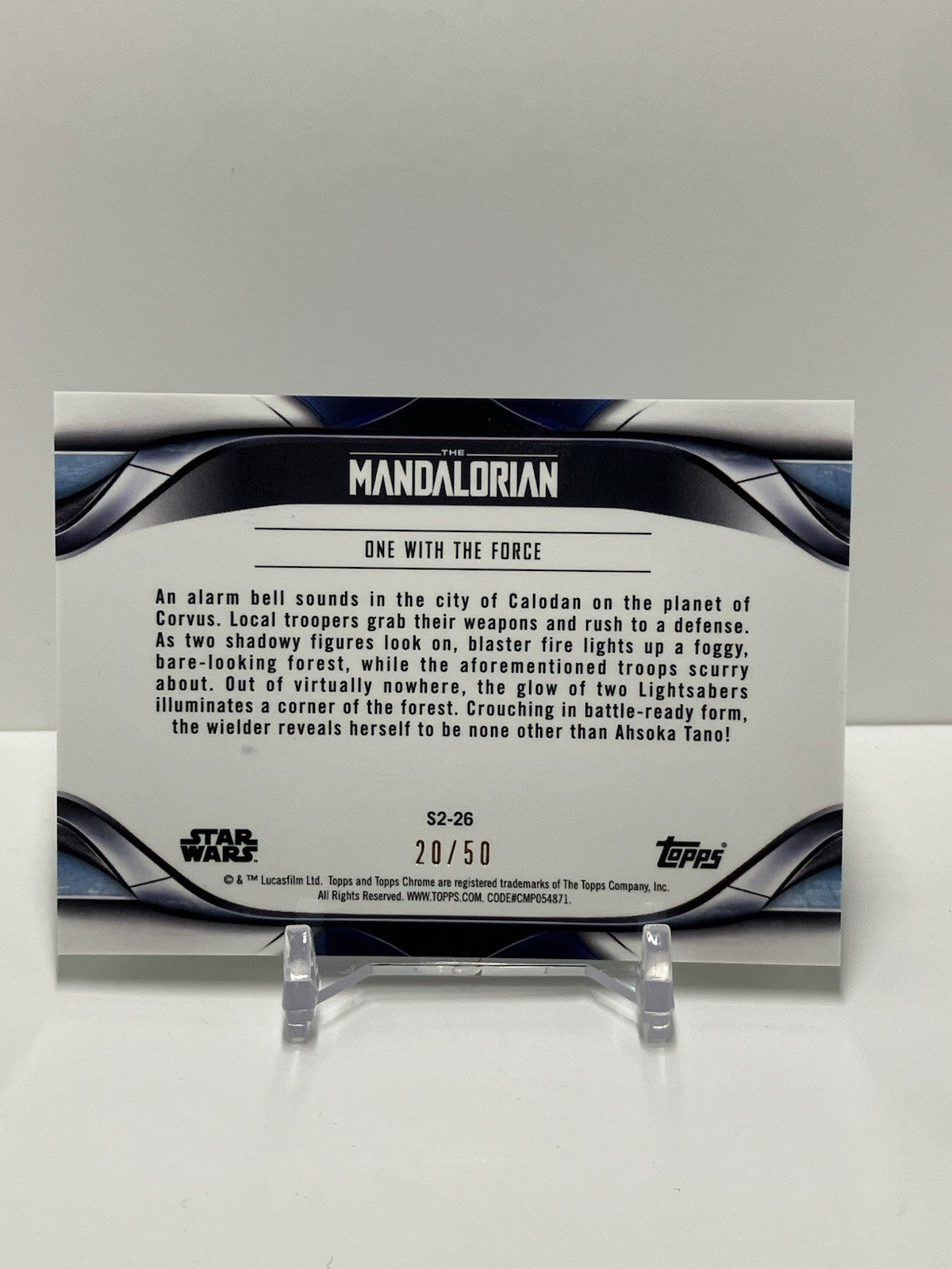 2022 Topps Star Wars The Mandalorian, S2-26, One With The Force, 20/50