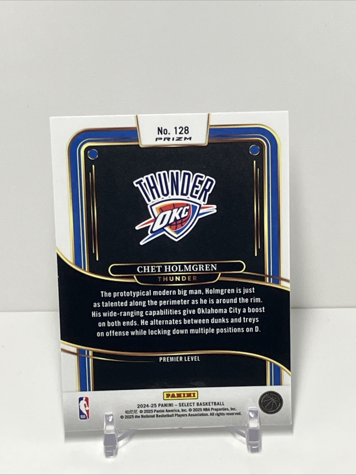 2024/25 Panini Select, Thunder, #128, Chet Holgren, Premier LEvel Cracked Ice