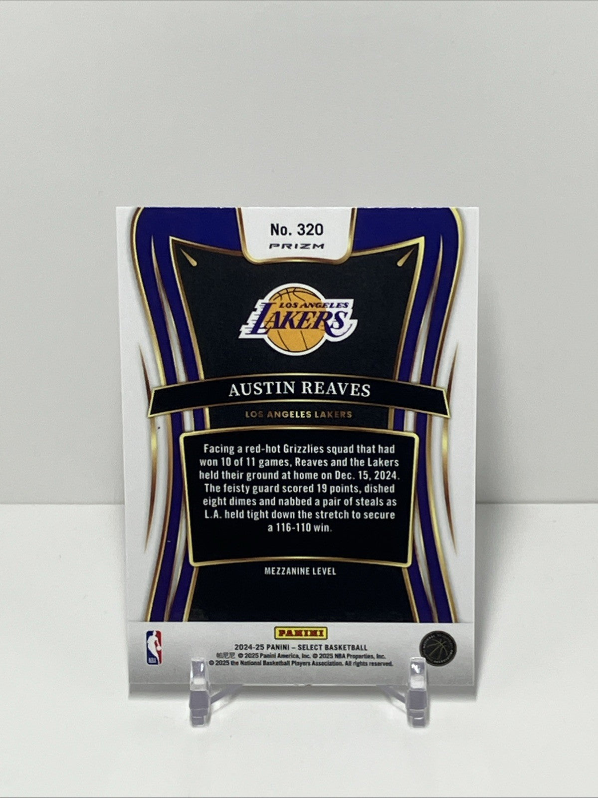 2024/25 Panini Select, Lakers, #320, Austin REaves, Mezzanine Cracked Ice