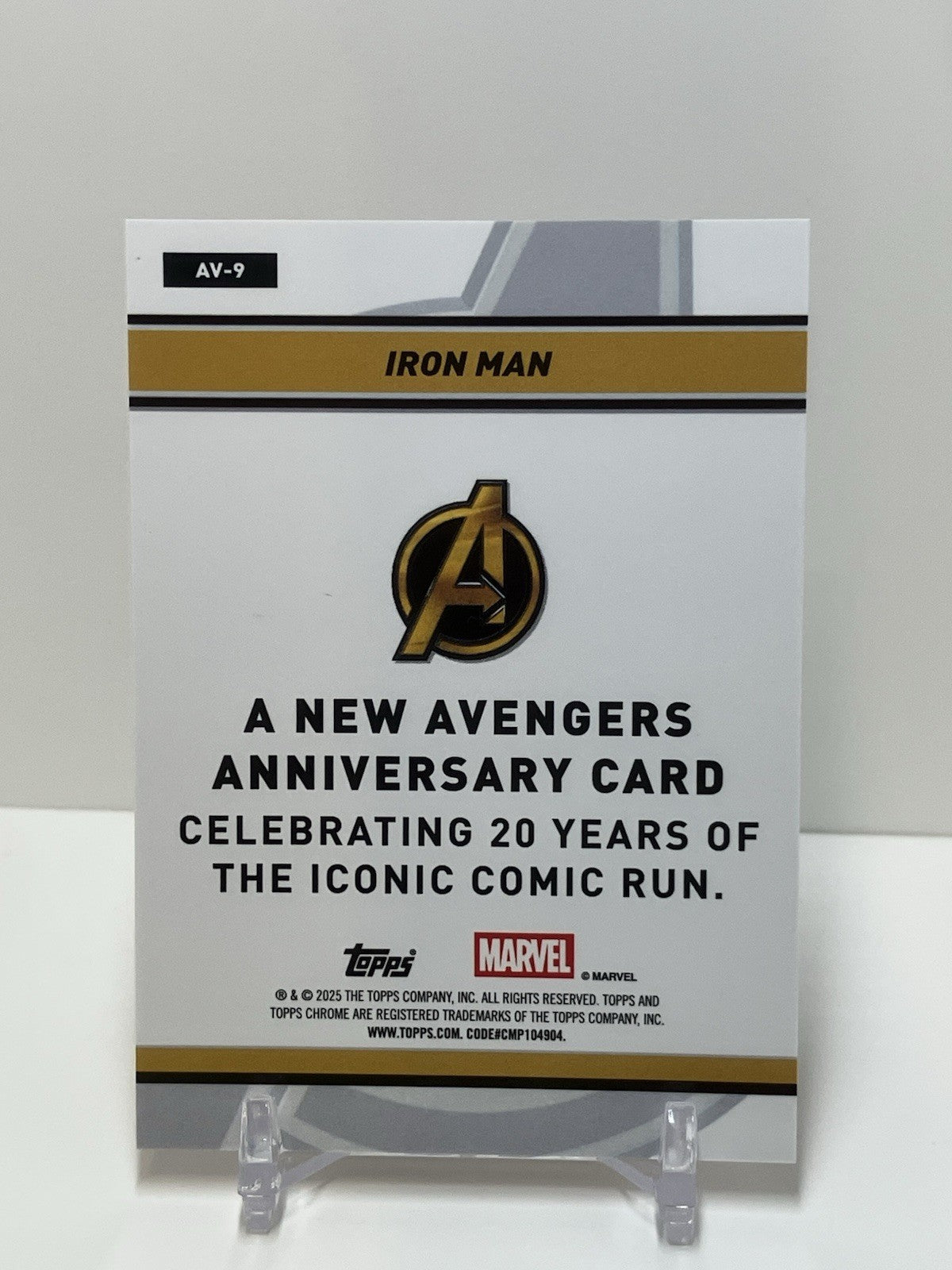 2025 Topps Marvel Chrome, AV-9, Iron Man, ALPHA 1/5, The New Avengers
