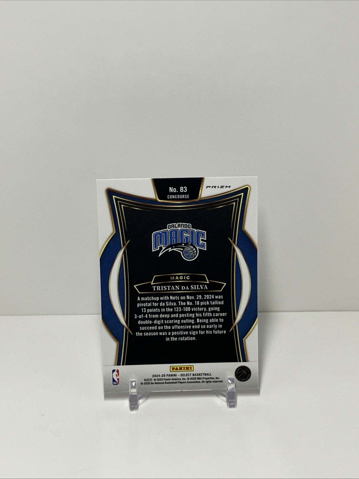 2024/25 Panini Select, Magic, #83, Tristan Da Silva, Concourse GWP Prizm