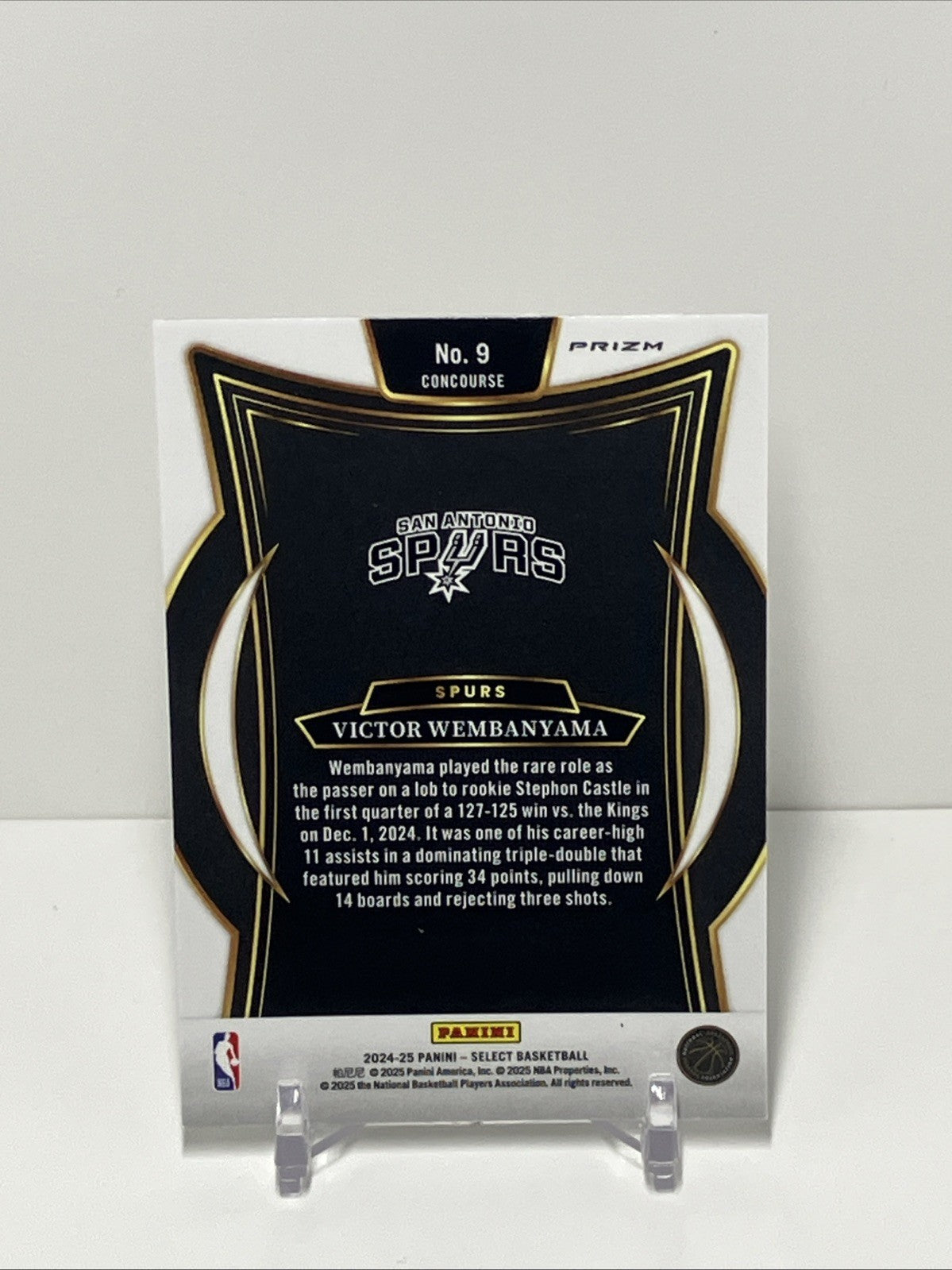 2024/25 Panini Select, Spurs, 9, Victor Wembanyama, Concourse Silver Prizm