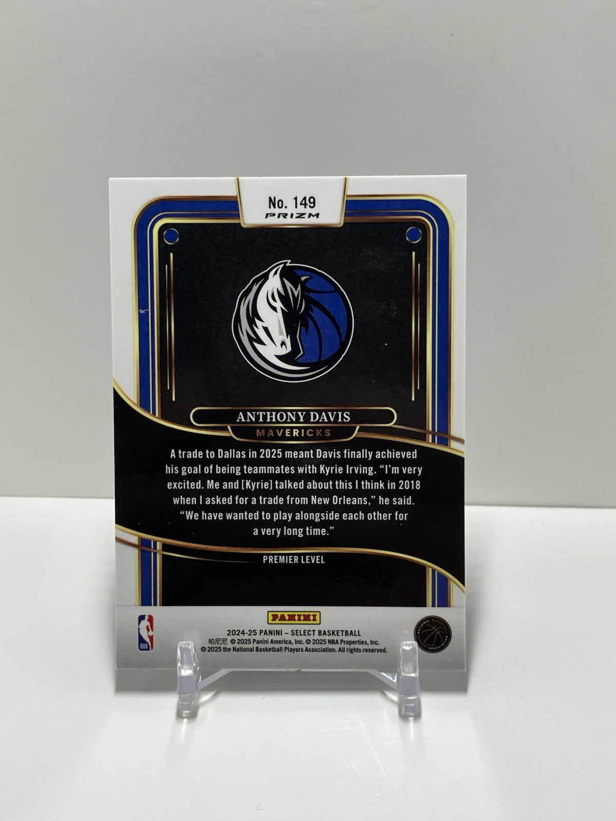 2024/25 Panini Select, Mavericks, 149, Anthony Davis, Premier Level Prizm
