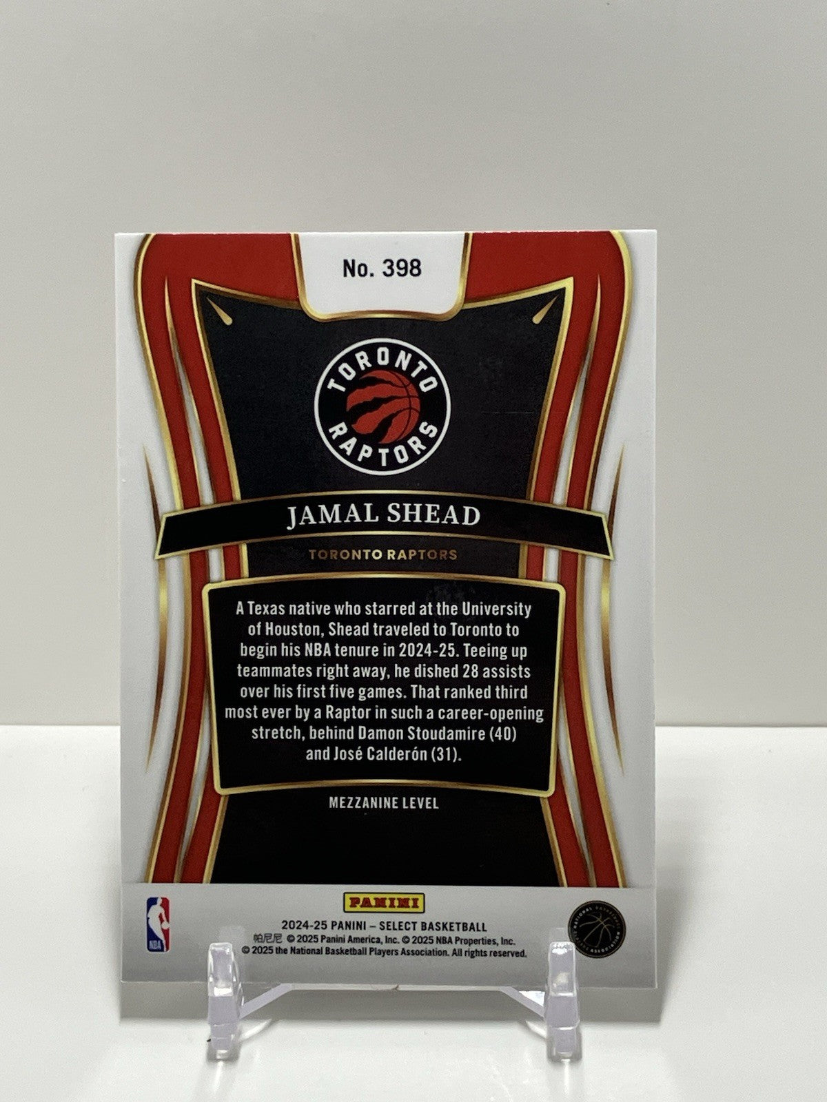 2024/25 Panini Select, Raptors, 398,  Jamal Shead, Mezzanine Level