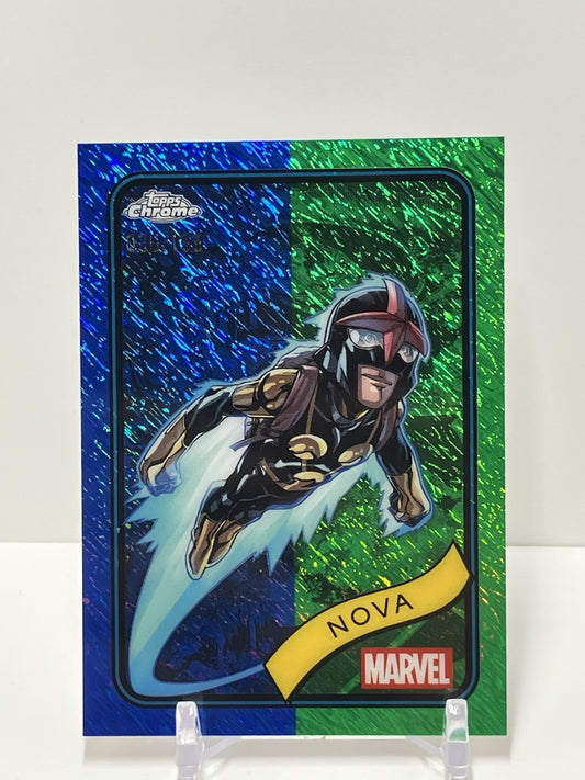 2025 Topps Marvel Chrome, #23, Nova, 036/199, Blue/Green