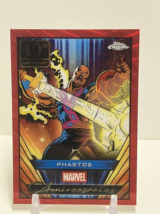 2025 Topps Marvel Chrome, MA-18, Phastos, OMEGA 5/5, Red Wave