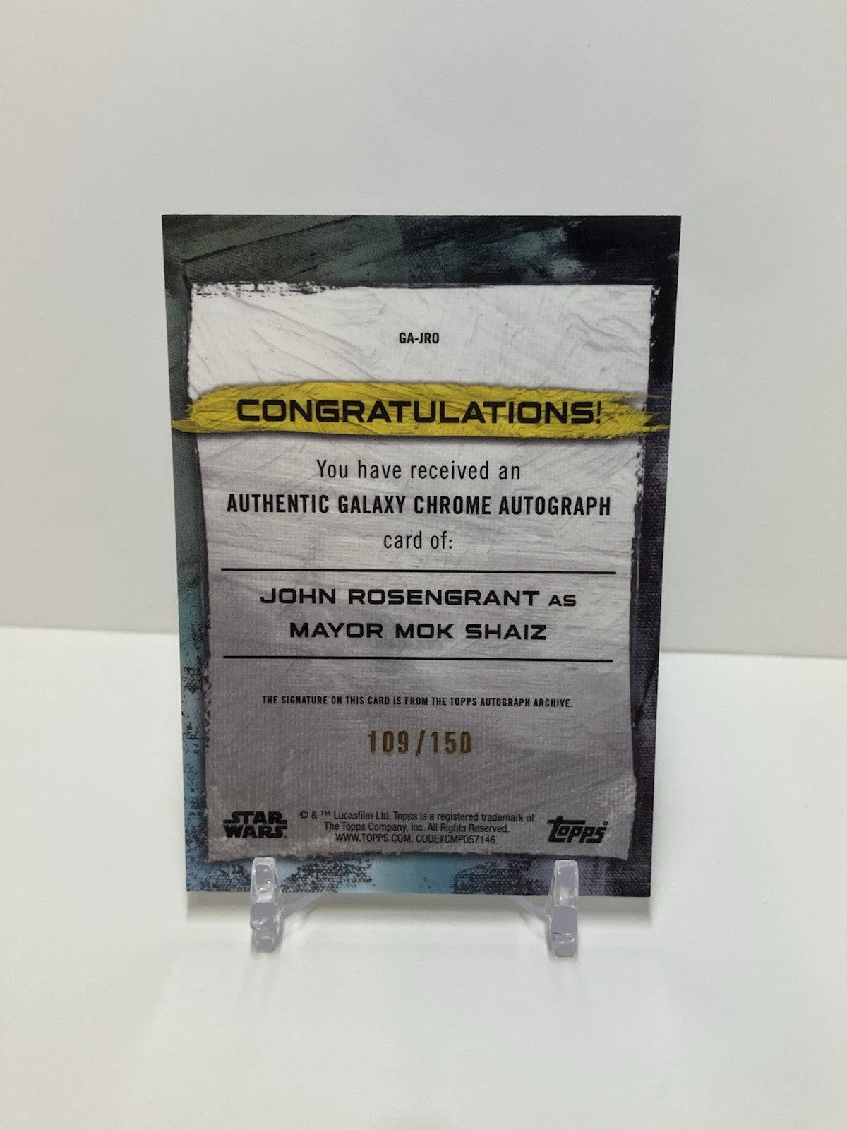 2022 Topps Star Wars Galaxy Chrome, GA-JR0, Mayor Mok Shaiz, Autograph