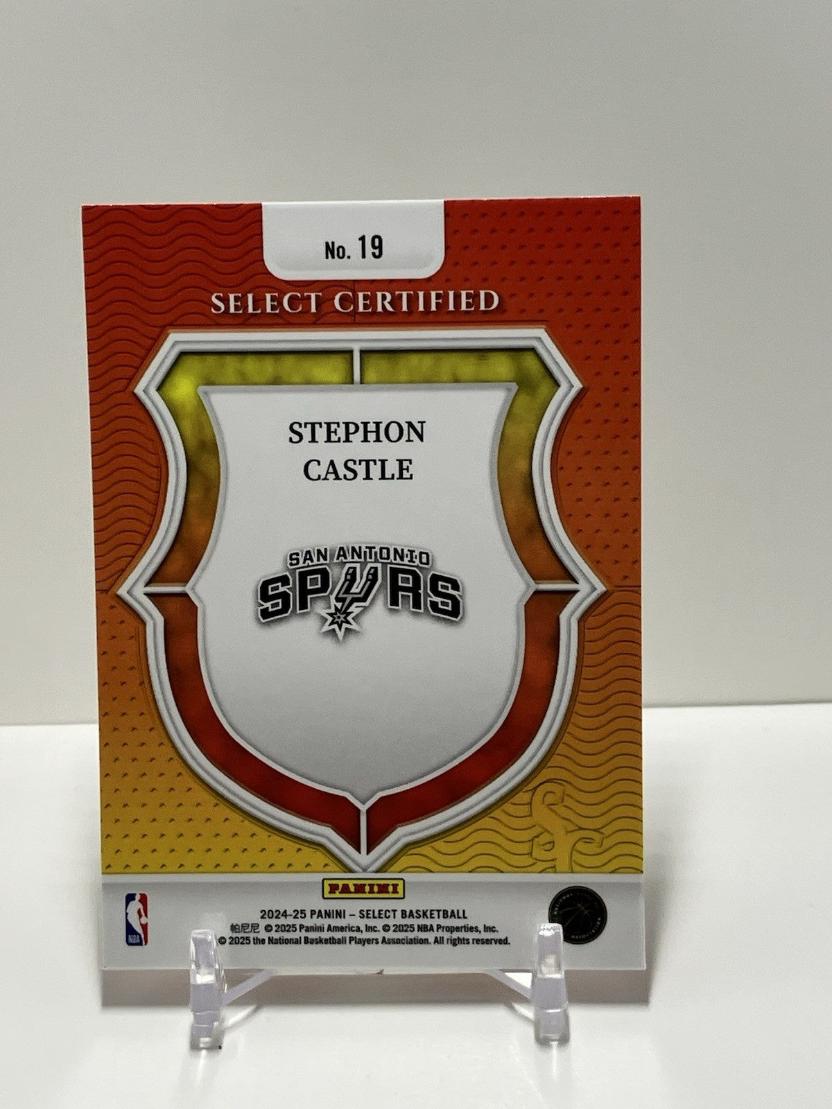 2024/25 Panini Select, Spurs, 19, Stephon Castle, Select Certified, Rookie