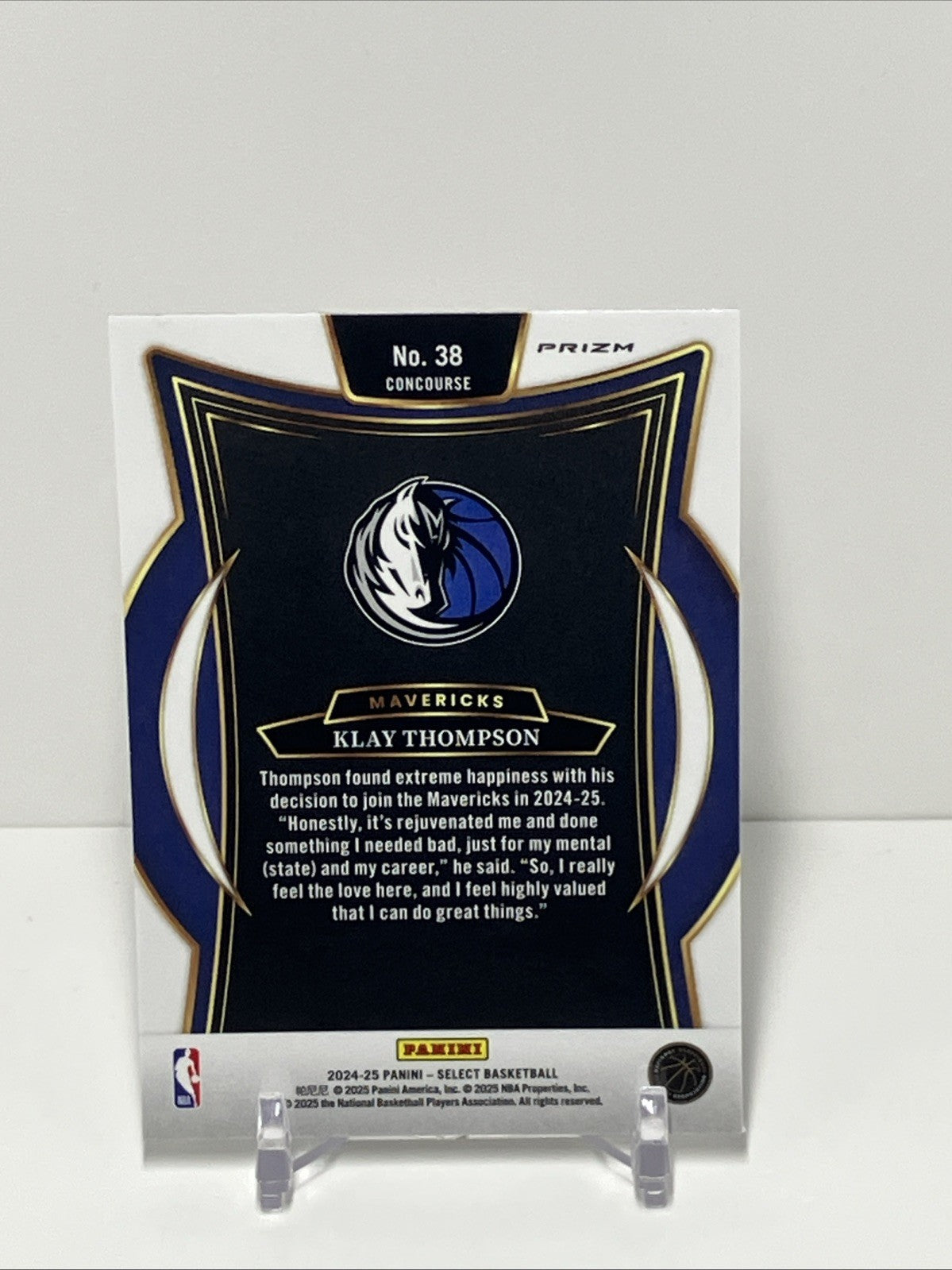 2024/25 Panini Select, Mavericks, #38, Klay Thompson, Concourse Silver Prizm