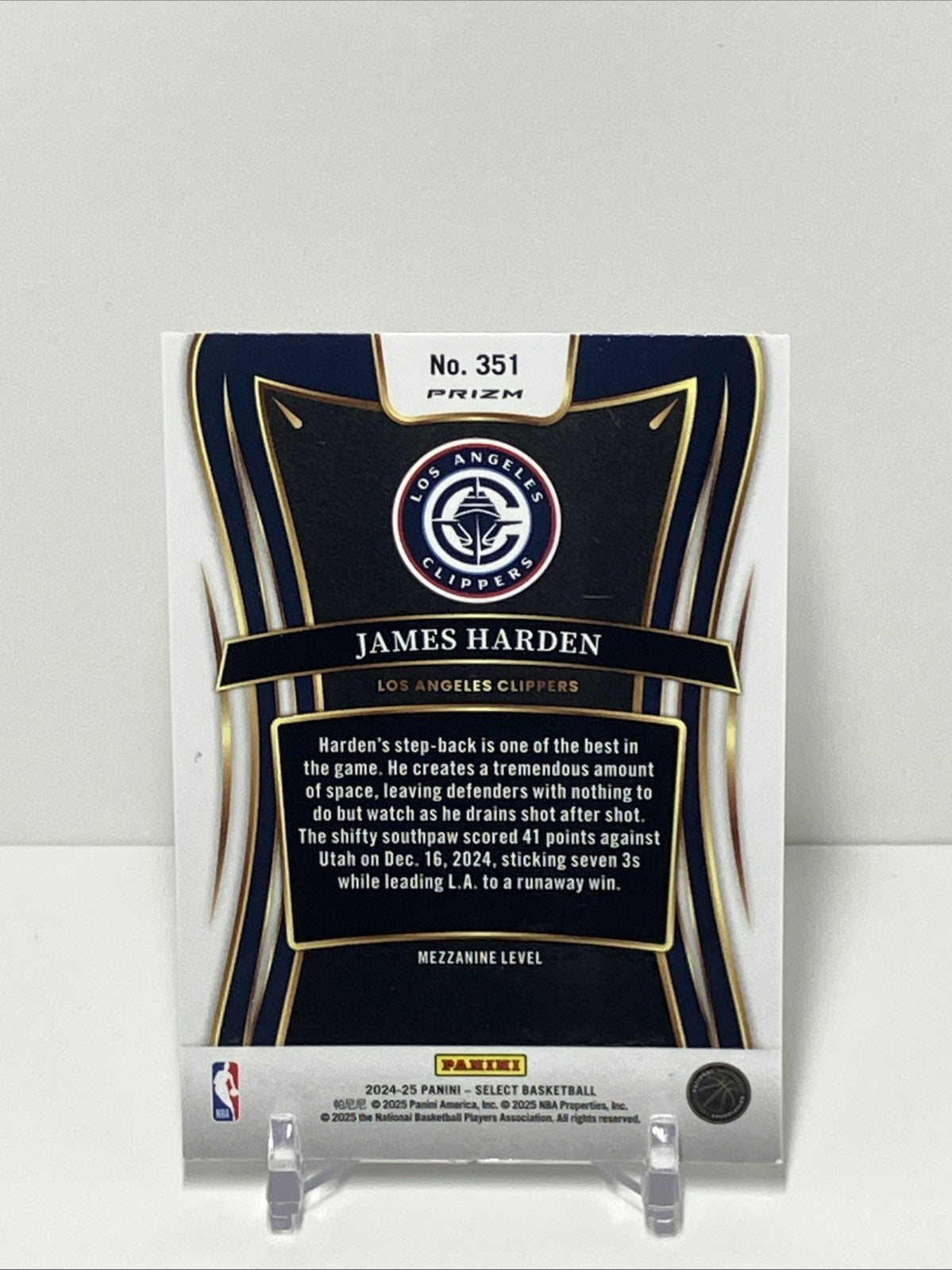 2024/25 Panini Select, Clippers, #351,  James Harden, Mezzanine Cracked Ice