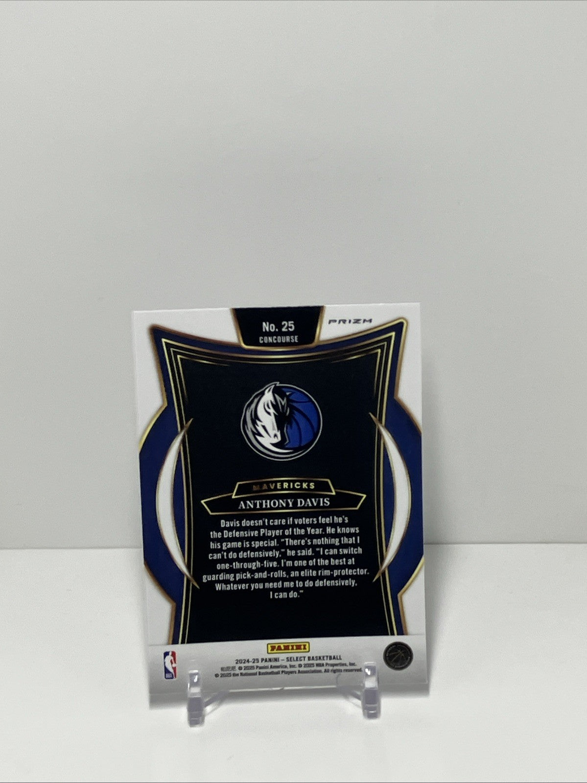 2024/25 Panini Select, Mavericks, #25, Anthony Davis, Concourse Cracked Ice