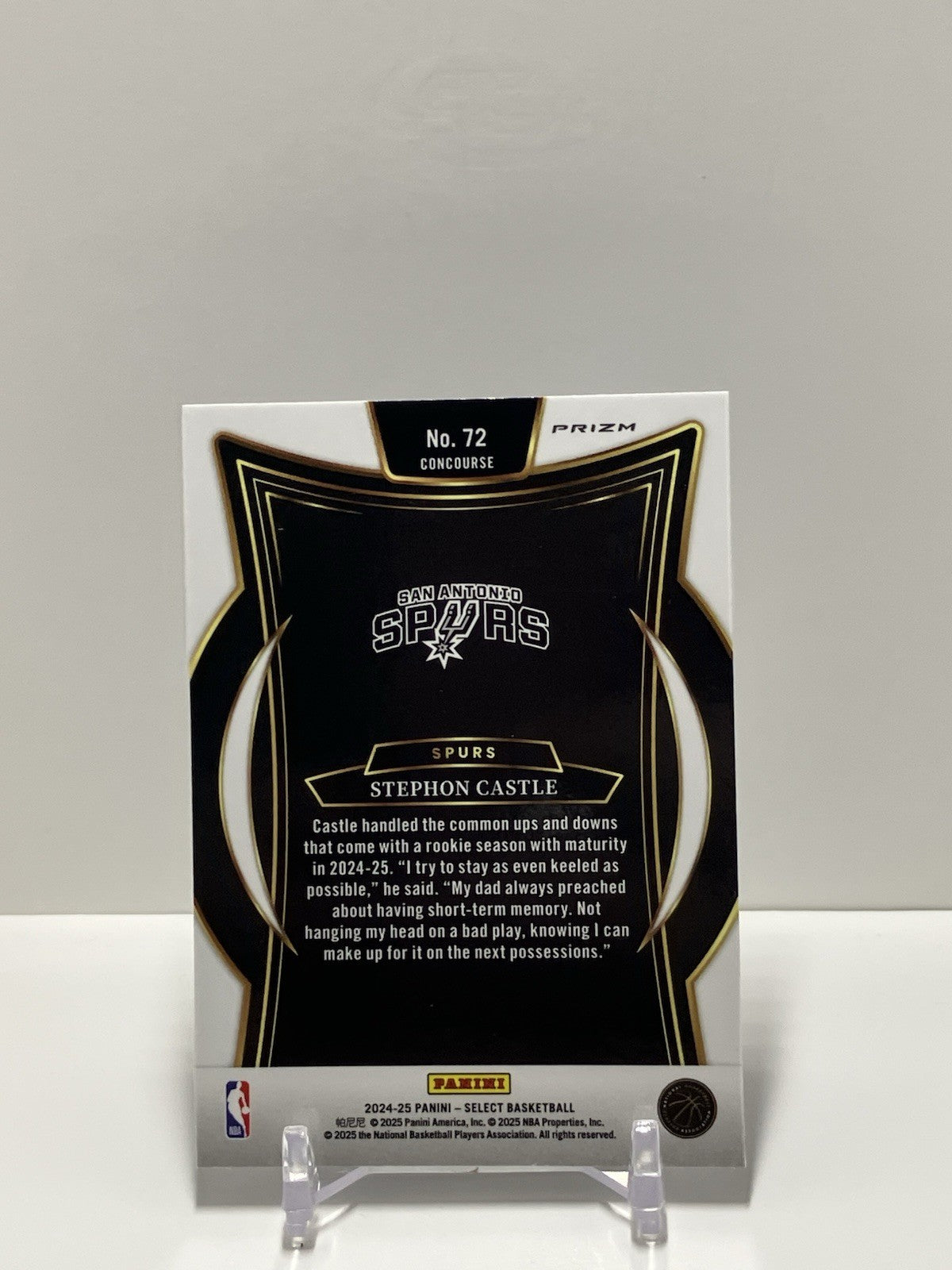 2024/25 Panini Select, Spurs, 72, Stephon Castle, Concourse Blue Prizm