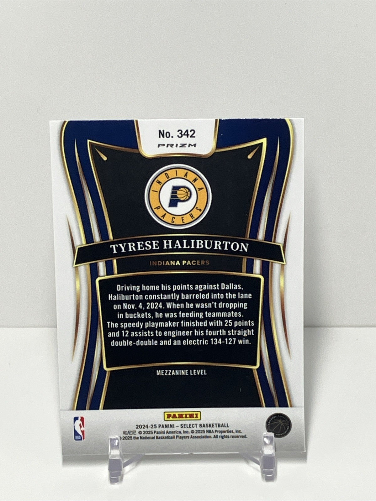 2024/25 Panini Select, Pacers, #342, Tyrese Haliburton, Mezzanine Cracked Ice