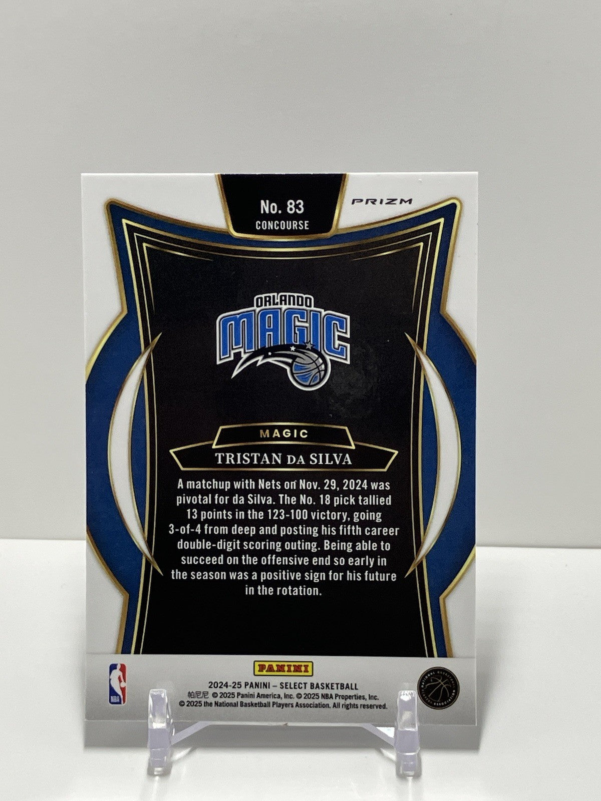 2024/25 Panini Select, Magic, 83, Tristan Da Silva, Concourse Blue Prizm