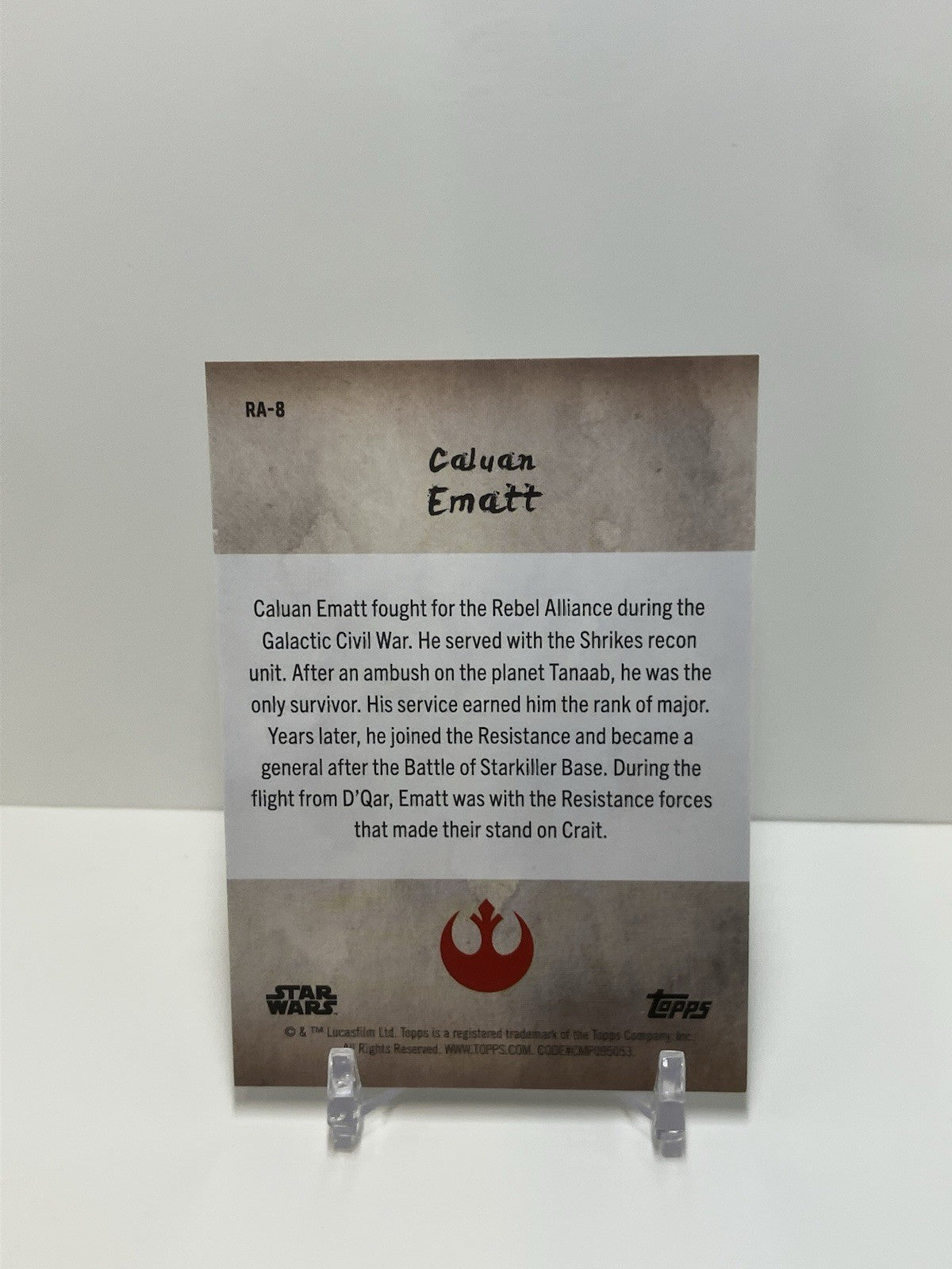 2025 Topps Meiyo Star Wars, RA-8, Caluan Ematt, Black, 06/75