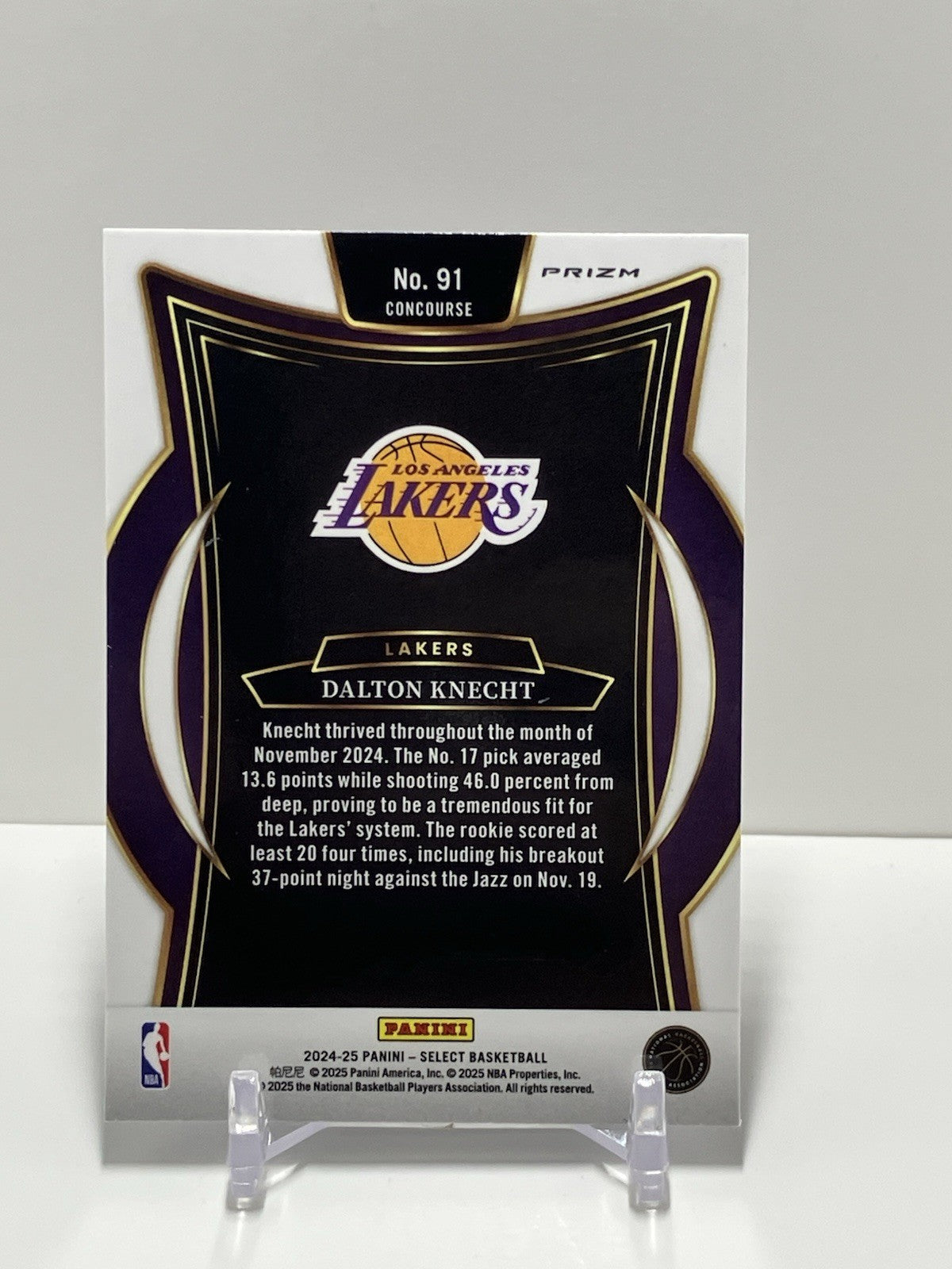 2024/25 Panini Select, Lakers, 91, Dalton Knecht, Concourse Blue Prizm