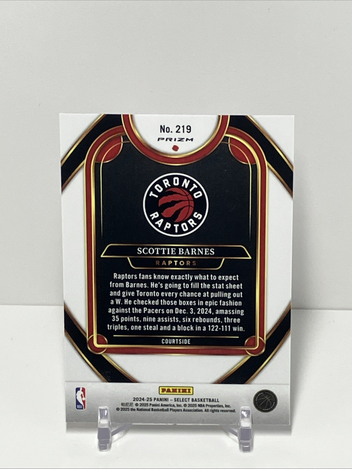 2024/25 Panini Select, Raptors, #219, Scottie Barnes, Courtside Cracked Ice