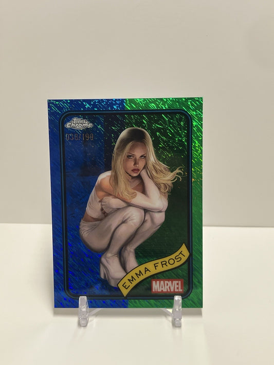 2025 Topps Marvel Chrome, #147, Emma Frost, 038/199, Blue/Green