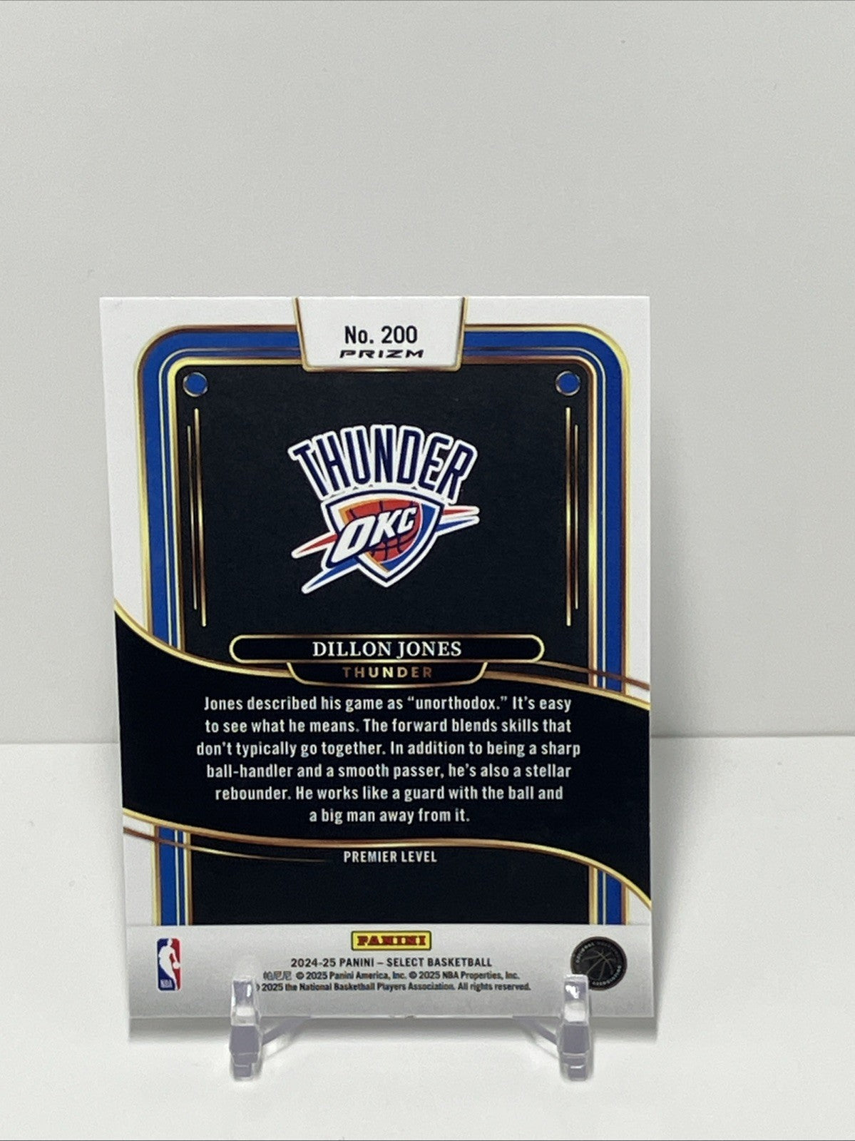 2024/25 Panini Select, Thunder, #200, Dillon Jones, Premier Level Cracked ice