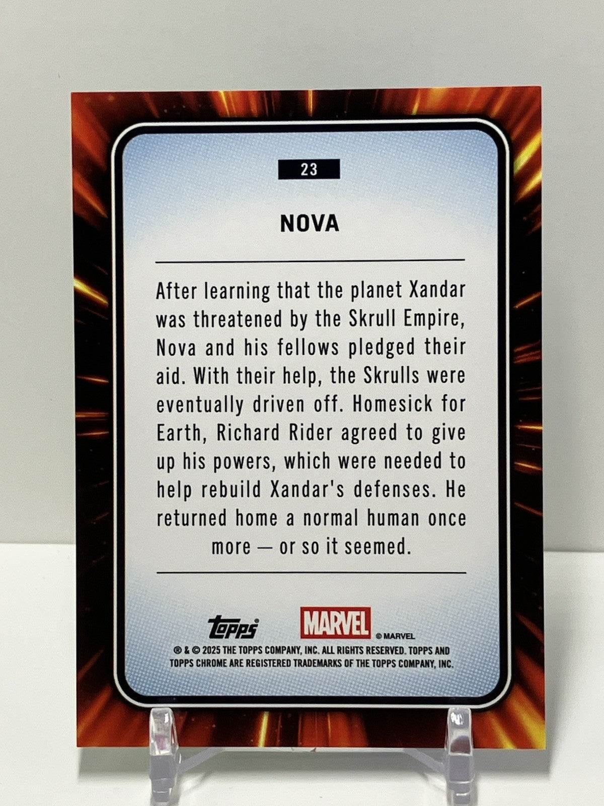 2025 Topps Marvel Chrome, #23, Nova, 036/199, Blue/Green